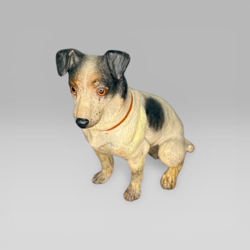 19th Century Austrian Terracotta Jack Russell Dog Sculpture Painted Figure - Image 5