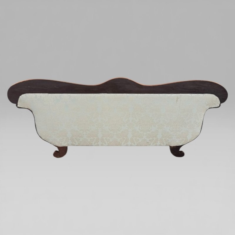 Antique 19th Century French Empire Flame Mahogany Sofa With Carved Details - Image 3