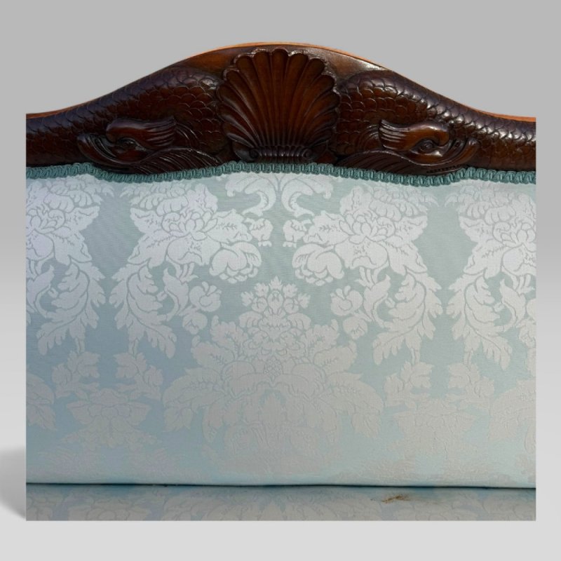 Antique 19th Century French Empire Flame Mahogany Sofa With Carved Details - Image 9