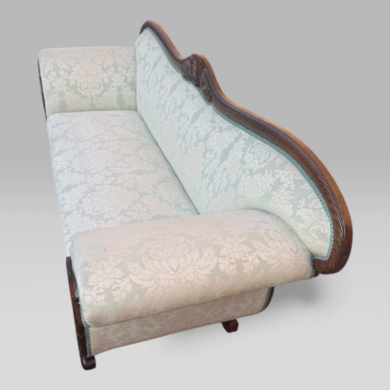 Antique 19th Century French Empire Flame Mahogany Sofa With Carved Details - Image 10