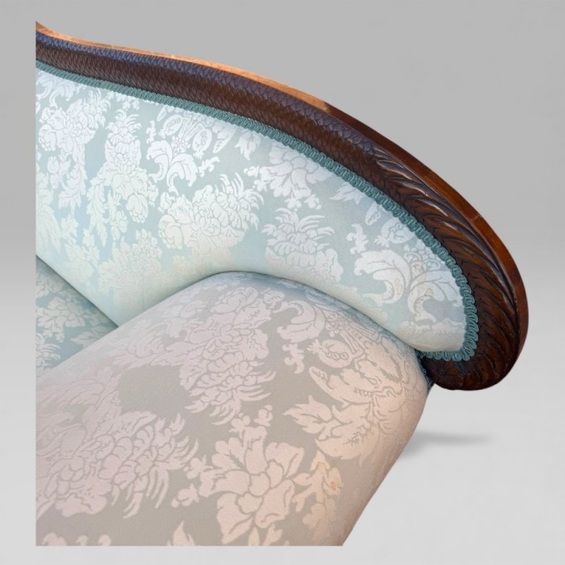 Antique 19th Century French Empire Flame Mahogany Sofa With Carved Details - Image 12