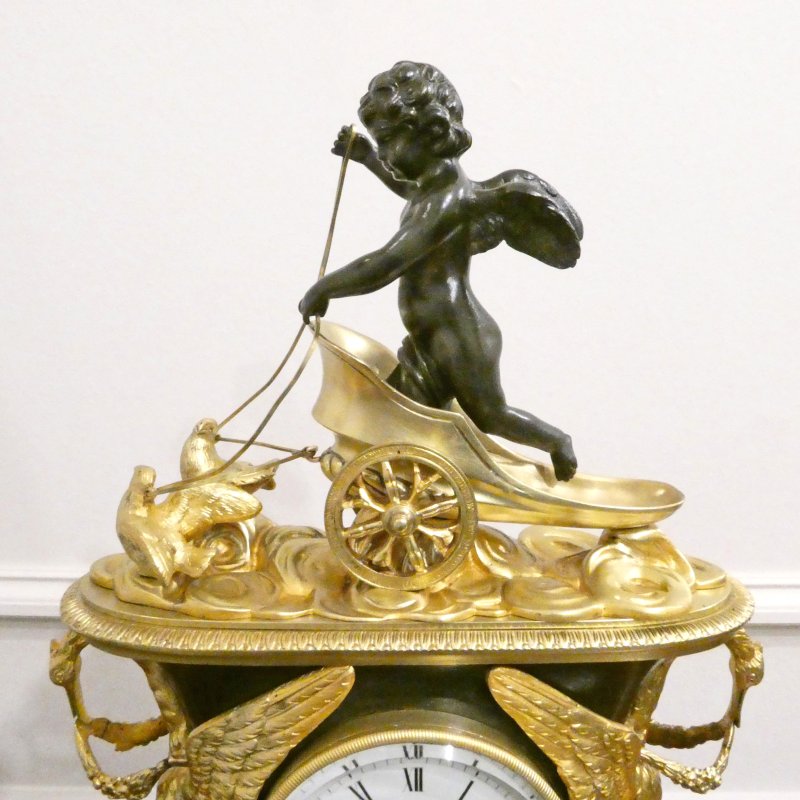 French Bronze & Gilt Bronze Mantel Clock Set by Japy Freres - Image 4