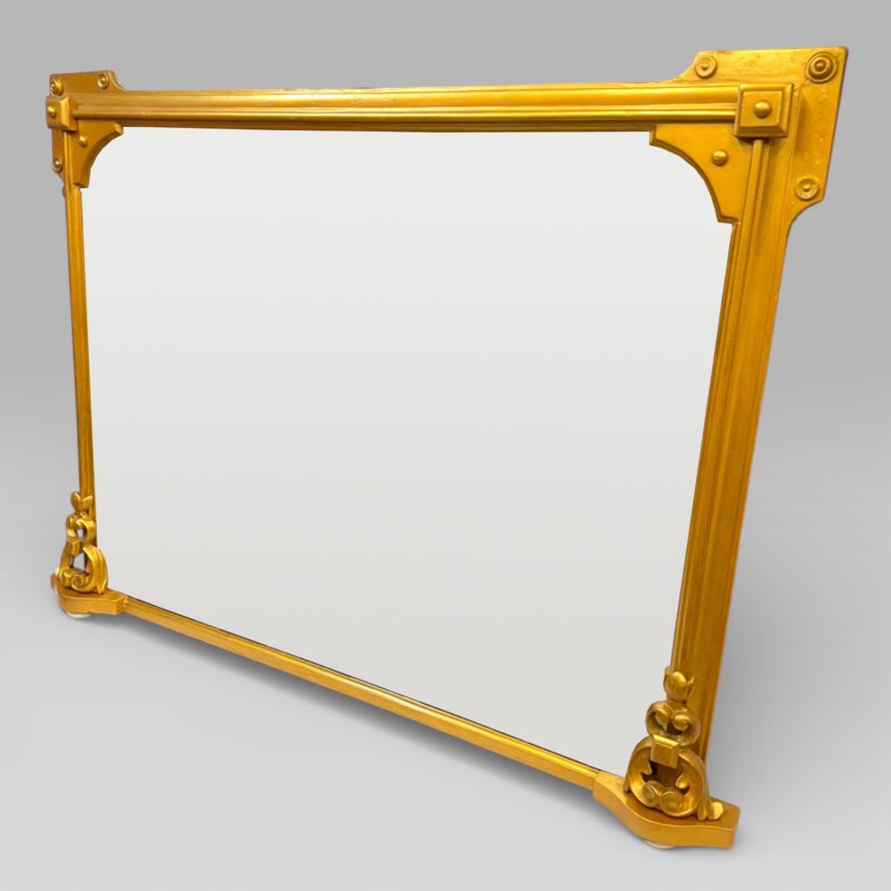 Antique Victorian Gilt Overmantel Wall Mirror By S T Townshend Norwich - Image 3