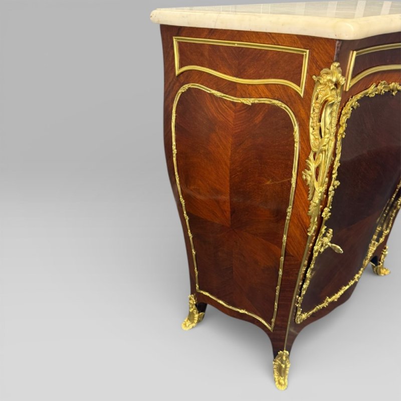 Antique Pair Of Late 19th Century French Kingwood Bombe Cabinets By E. Kahn - Image 11