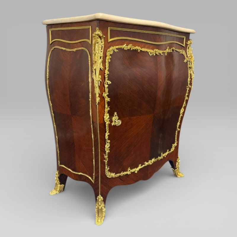 Antique Pair Of Late 19th Century French Kingwood Bombe Cabinets By E. Kahn - Image 12