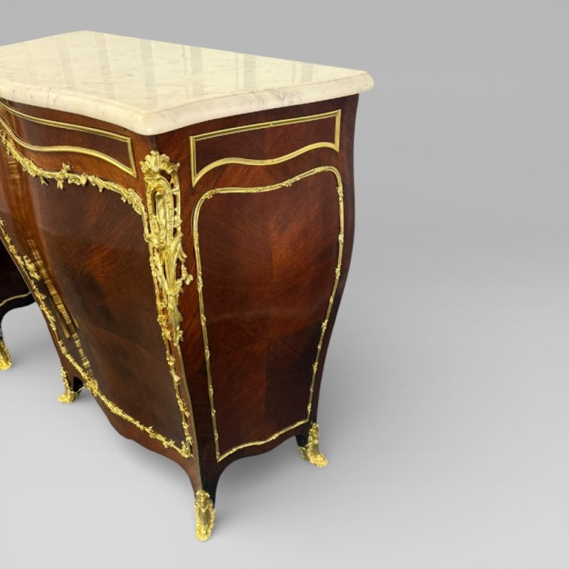 Antique Pair Of Late 19th Century French Kingwood Bombe Cabinets By E. Kahn - Image 14