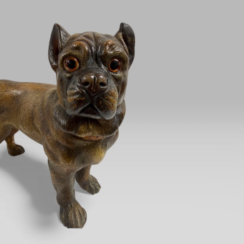 Antique Austrian Terracotta Life-size Pug Puppy Dog Sculpture - Image 2