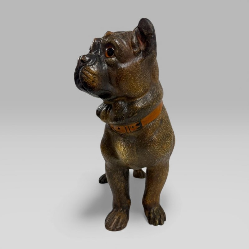 Antique Austrian Terracotta Life-size Pug Puppy Dog Sculpture - Image 3