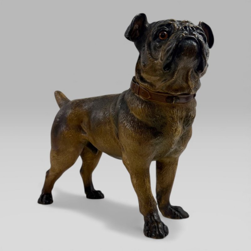 Antique Austrian Terracotta Life-size Pug Dog Sculpture - Image 2