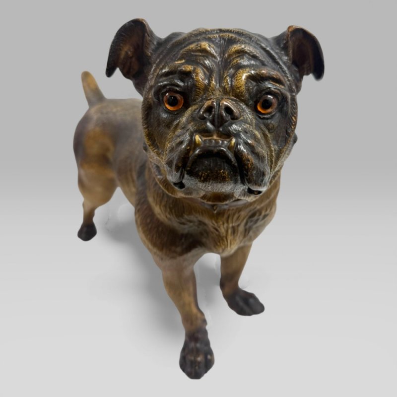 Antique Austrian Terracotta Life-size Pug Dog Sculpture - Image 5