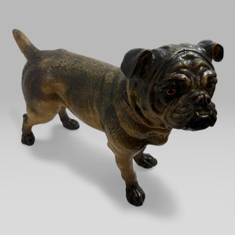 Antique Austrian Terracotta Life-size Pug Dog Sculpture - Image 10