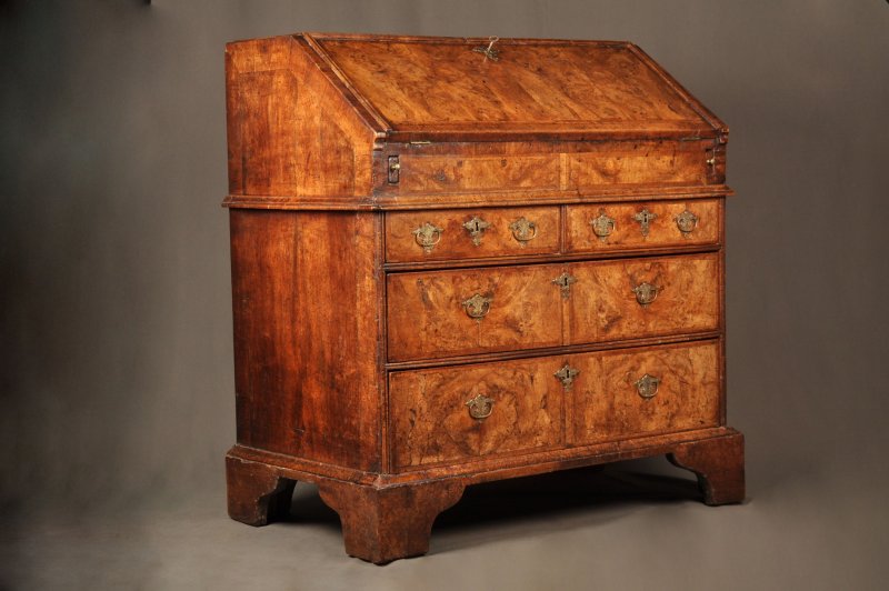 Rare Queen Anne Burr Walnut Bureau - Image 3