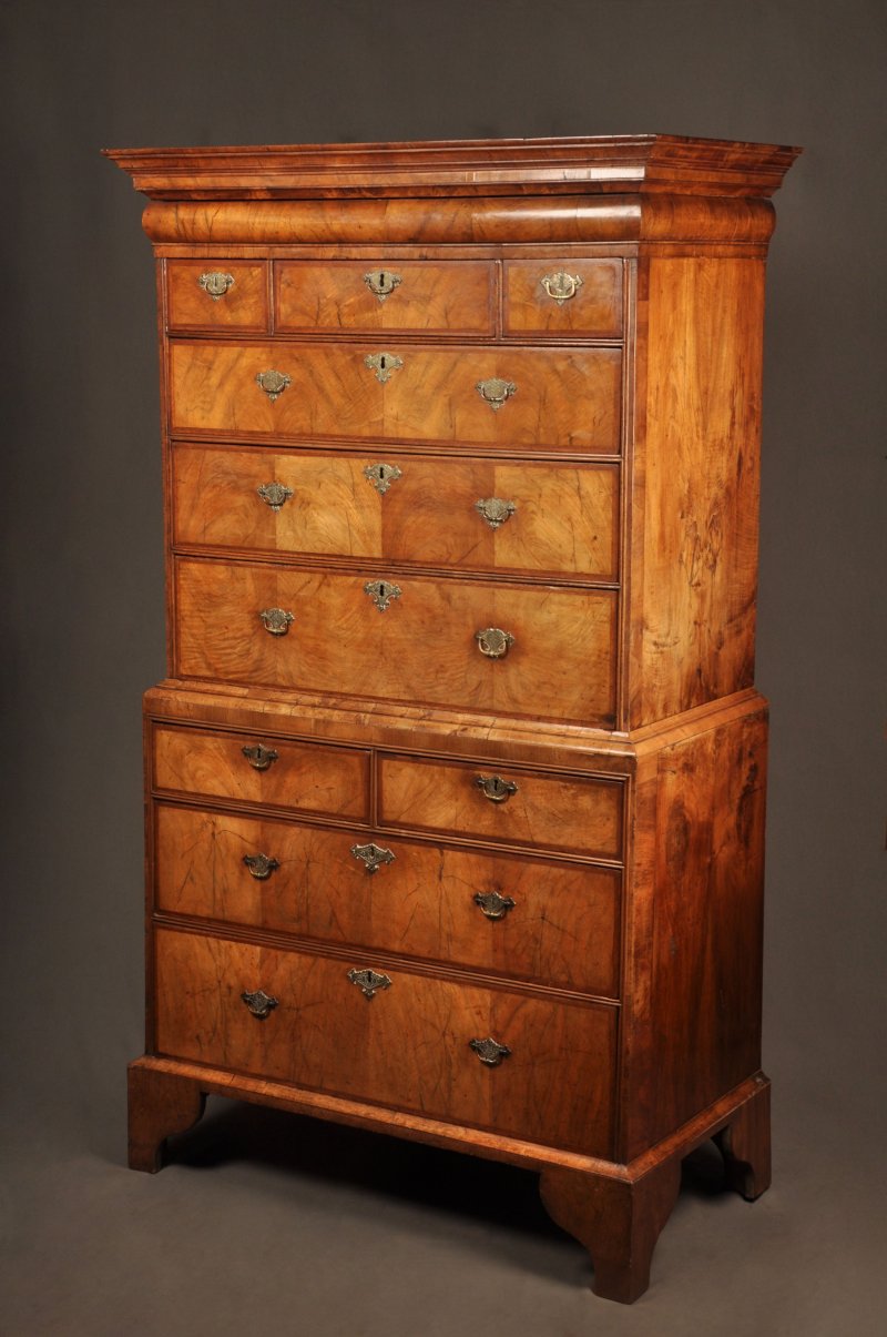Rare Queen Anne Walnut Chest On Chest - Image 3