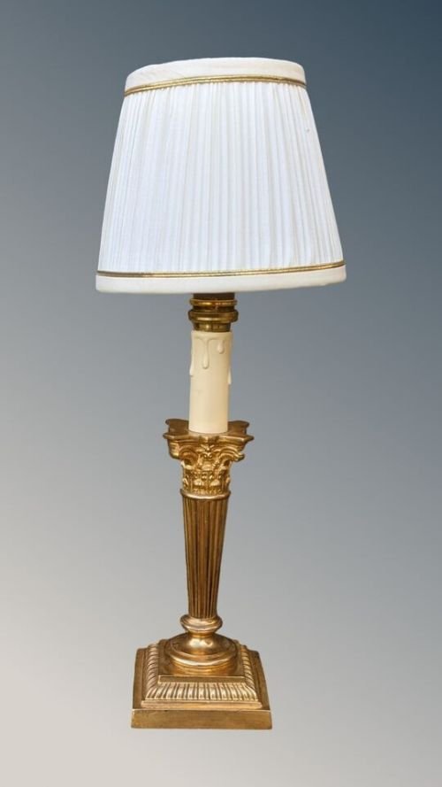 Elegant Pair Antique Gilt Bronze Lamps - Image 2