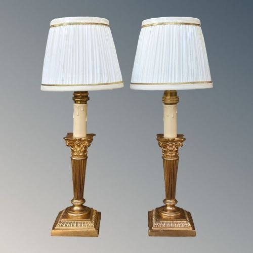 Elegant Pair Antique Gilt Bronze Lamps - Image 5