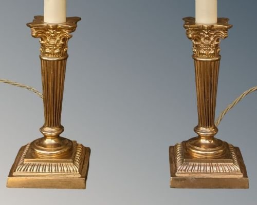 Elegant Pair Antique Gilt Bronze Lamps - Image 4
