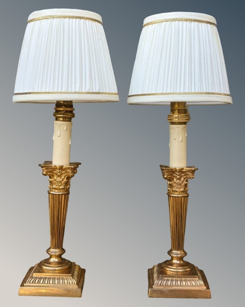Elegant Pair Antique Gilt Bronze Lamps - Image 8