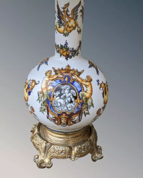 Antique Italian Majolica Table Lamp - Image 2
