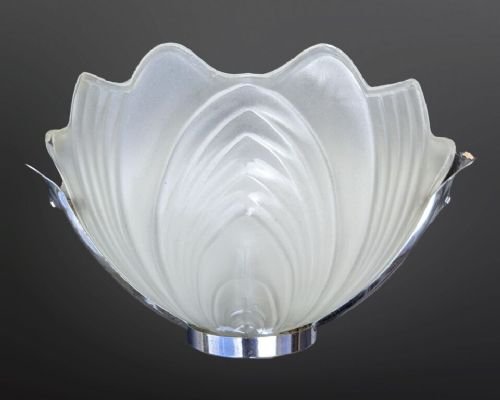 Pair Of Art Deco Wall Lights Chrome & Glass - Image 2