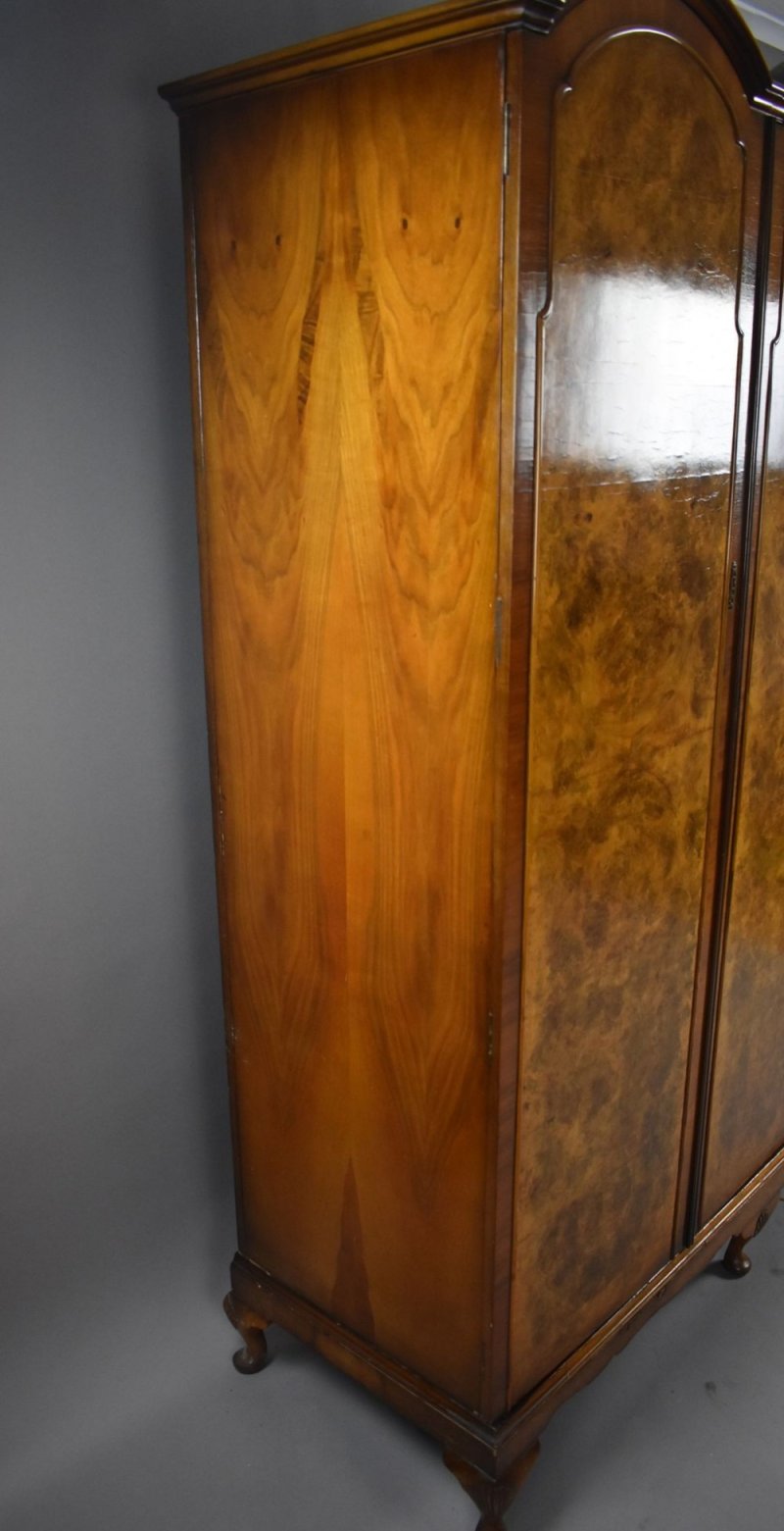 Queen Anne Style Burr Walnut Triple Wardrobe - Image 6