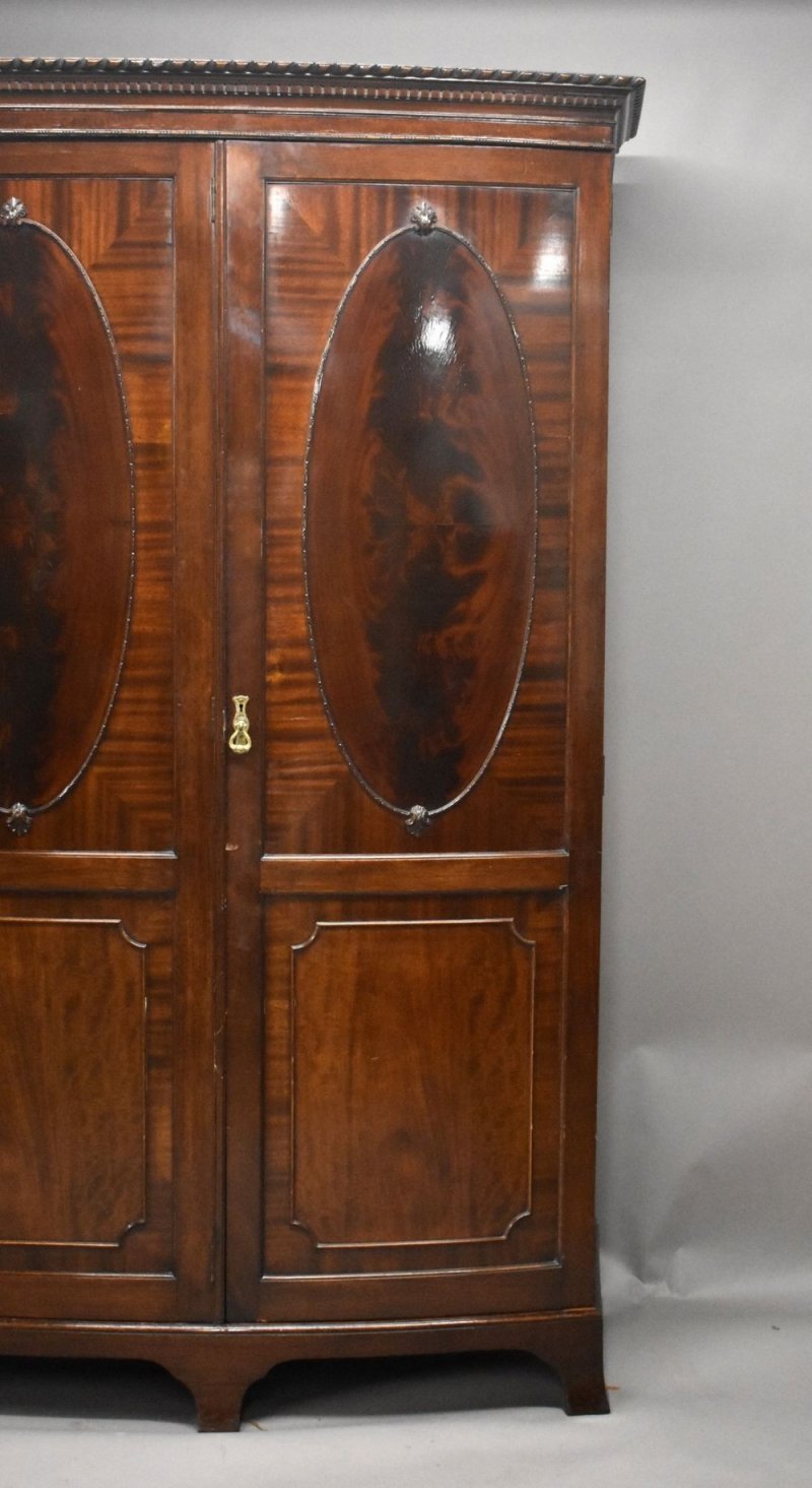 Edwardian Flame Mahogany Bow Front Wardrobe - Image 5