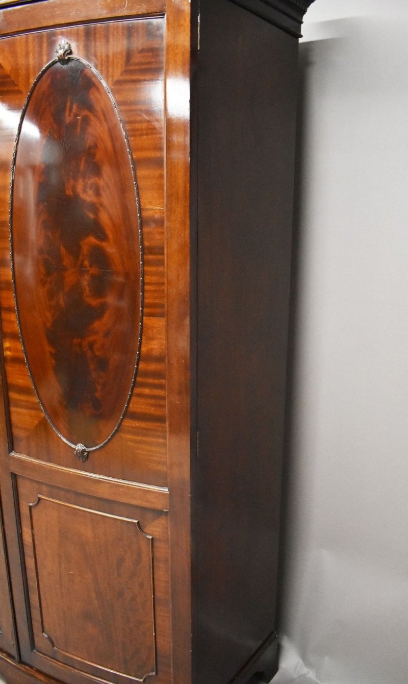 Edwardian Flame Mahogany Bow Front Wardrobe - Image 8
