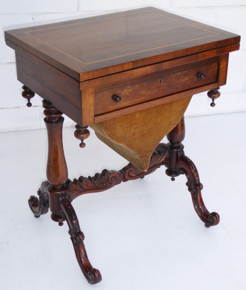 Victorian Rosewood Fold Over Games Table