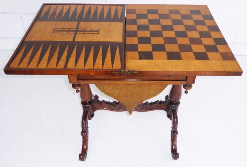 Victorian Rosewood Fold Over Games Table - Image 6