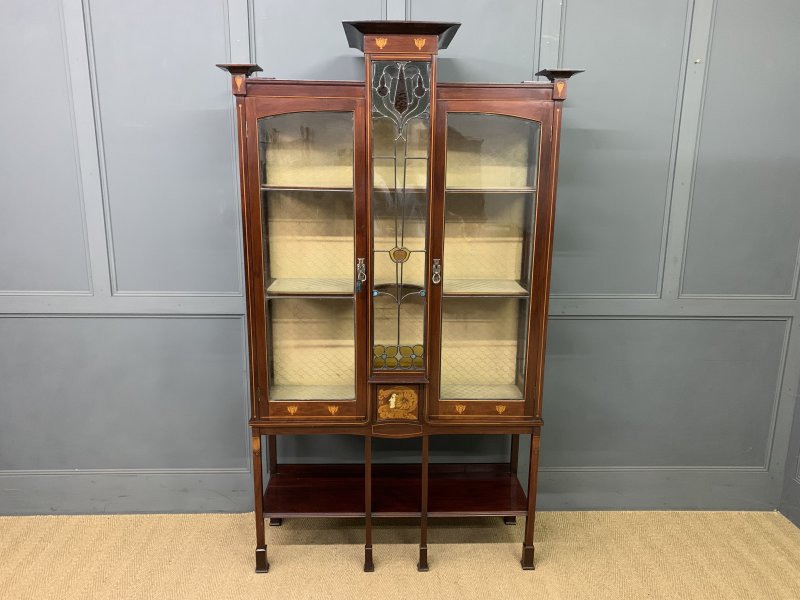 Arts and Crafts Inlaid Mahogany Display Cabinet - Image 6