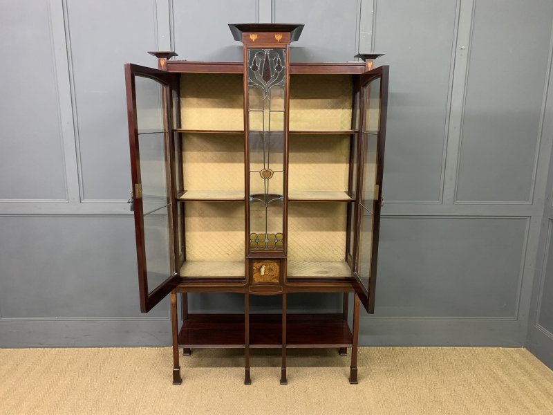 Arts and Crafts Inlaid Mahogany Display Cabinet - Image 16