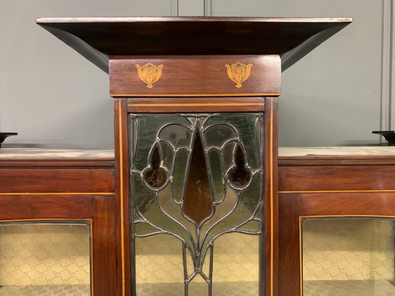 Arts and Crafts Inlaid Mahogany Display Cabinet - Image 4