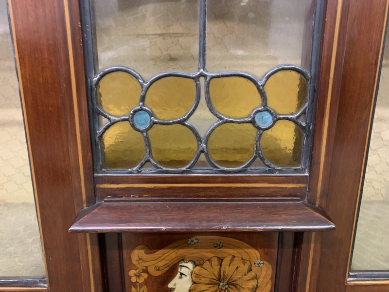 Arts and Crafts Inlaid Mahogany Display Cabinet - Image 7