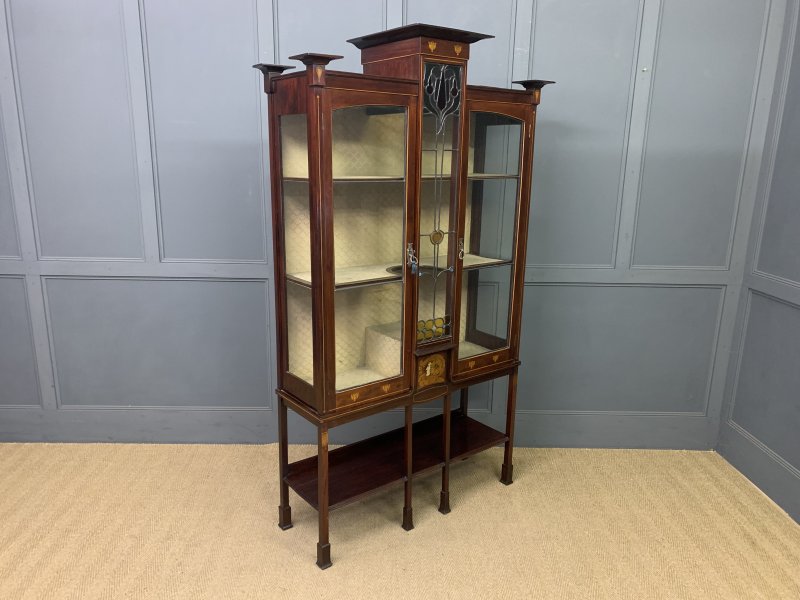 Arts and Crafts Inlaid Mahogany Display Cabinet - Image 13