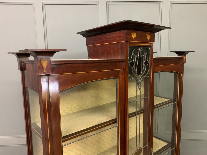 Arts and Crafts Inlaid Mahogany Display Cabinet - Image 14