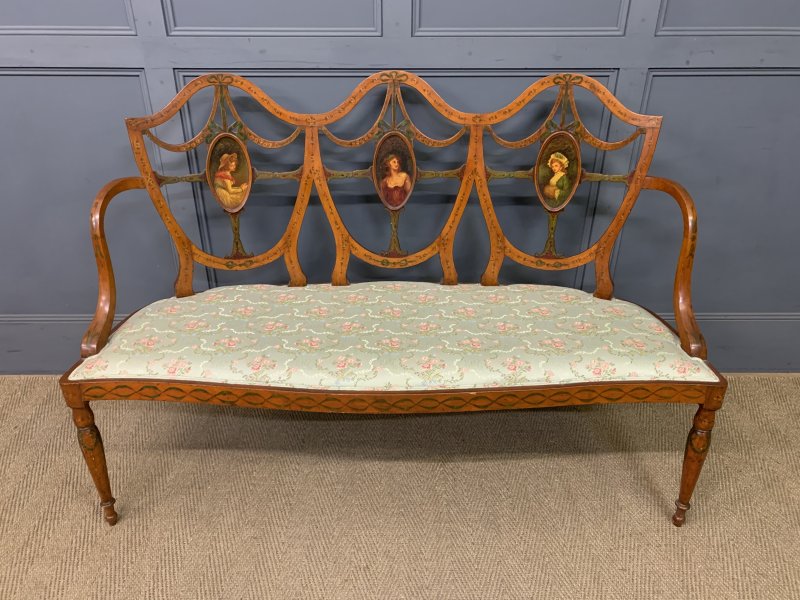 Painted Satinwood Settee