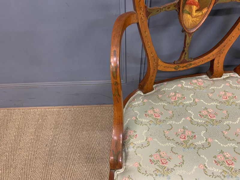 Painted Satinwood Settee - Image 4