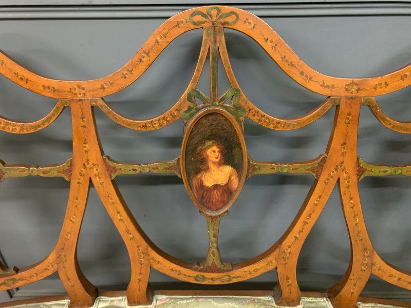 Painted Satinwood Settee - Image 11