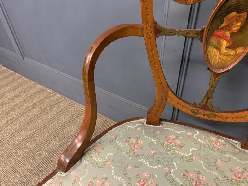 Painted Satinwood Settee - Image 2