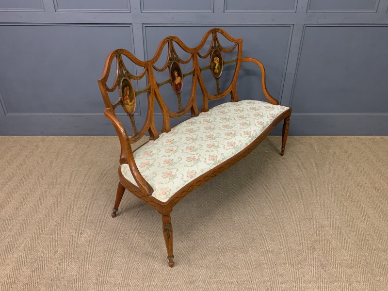 Painted Satinwood Settee - Image 6