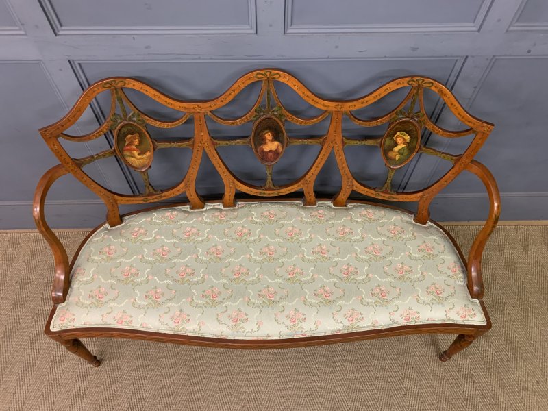 Painted Satinwood Settee - Image 9