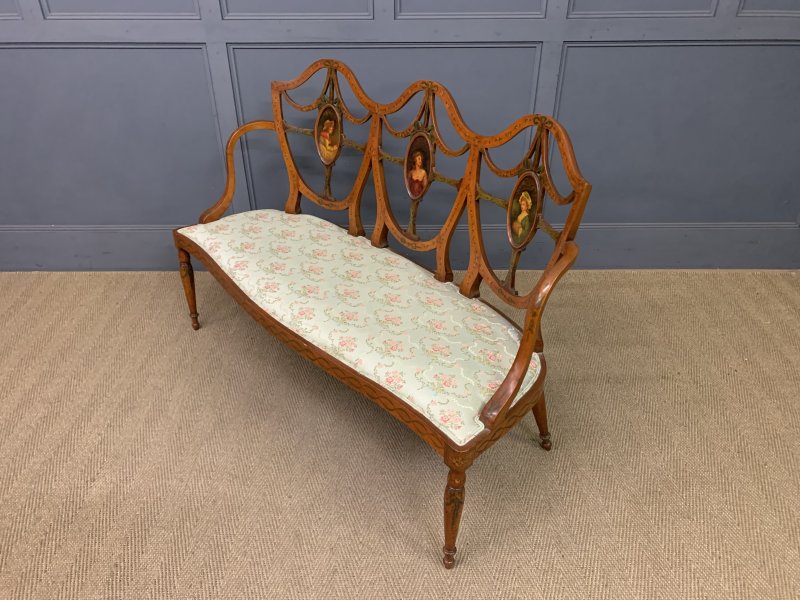 Painted Satinwood Settee - Image 8