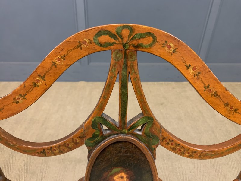 Painted Satinwood Settee - Image 3