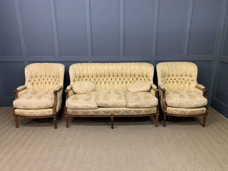 French Walnut Upholstered 3 Piece Salon Suite - Image 13