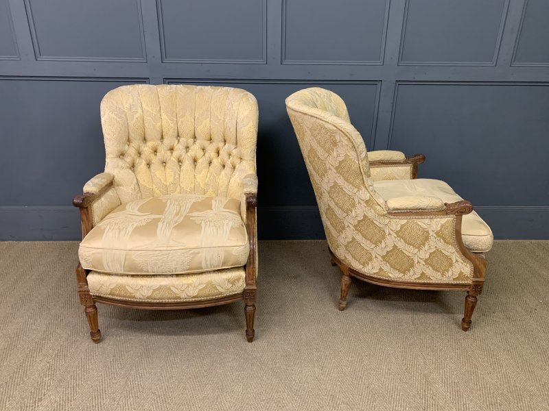 French Walnut Upholstered 3 Piece Salon Suite - Image 5