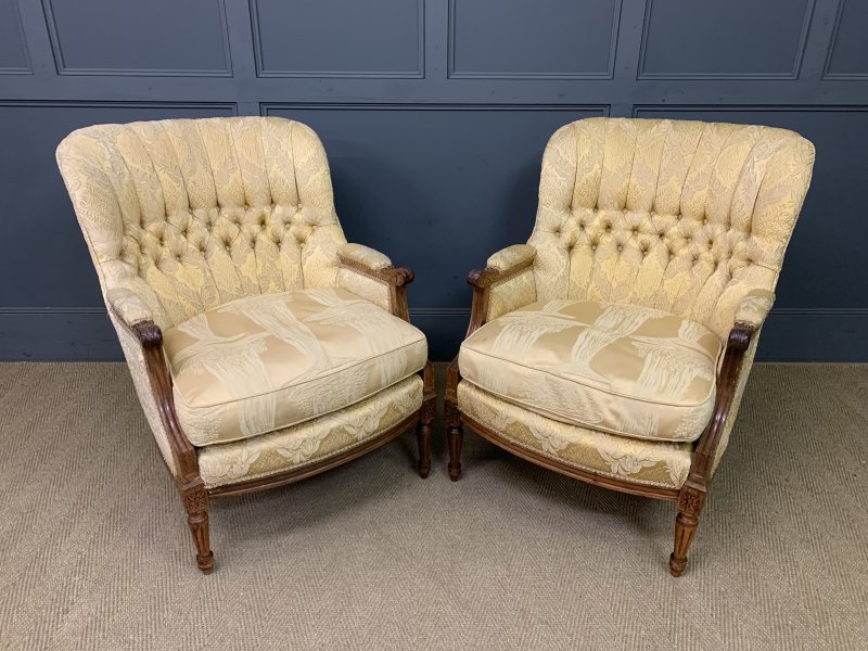 French Walnut Upholstered 3 Piece Salon Suite - Image 22