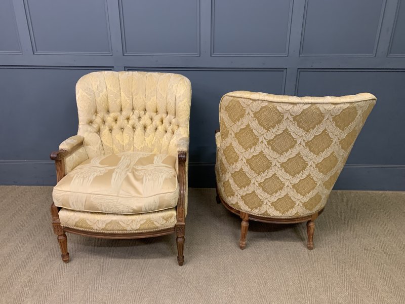 French Walnut Upholstered 3 Piece Salon Suite - Image 3