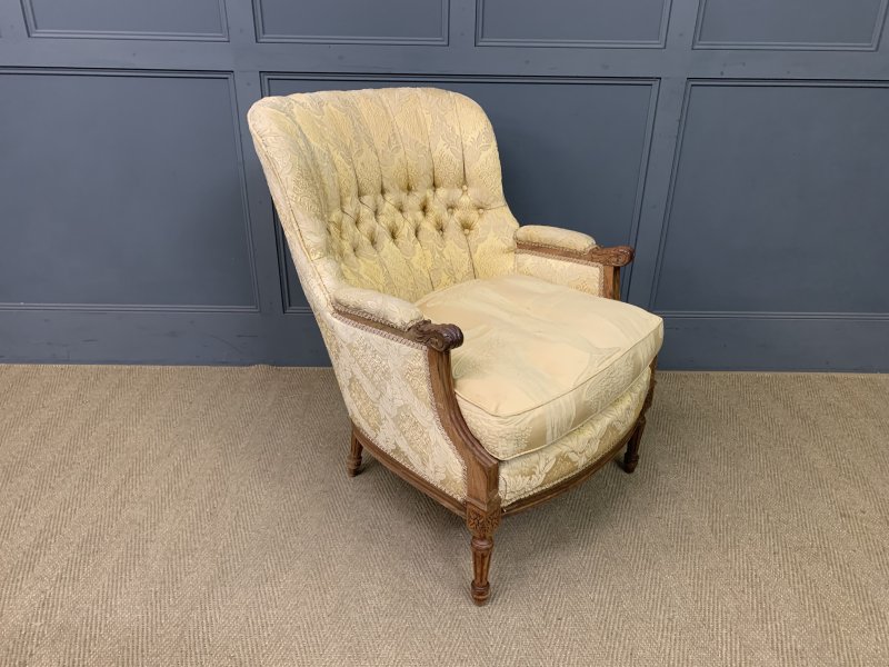 French Walnut Upholstered 3 Piece Salon Suite - Image 6