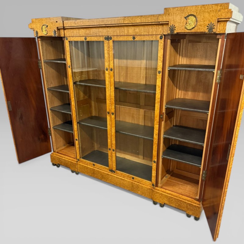 Antique French Neoclassical Maple Breakfront Display Cabinet Mercier Frères - Image 8