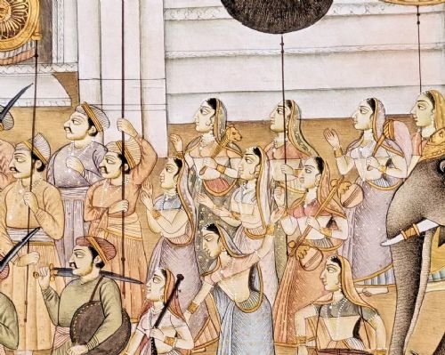 Good Indian Silk Painting Maharajah & Elephants - Image 4