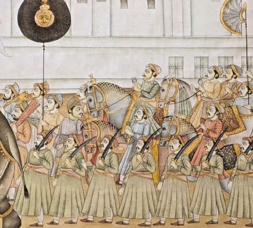 Good Indian Silk Painting Maharajah & Elephants - Image 2